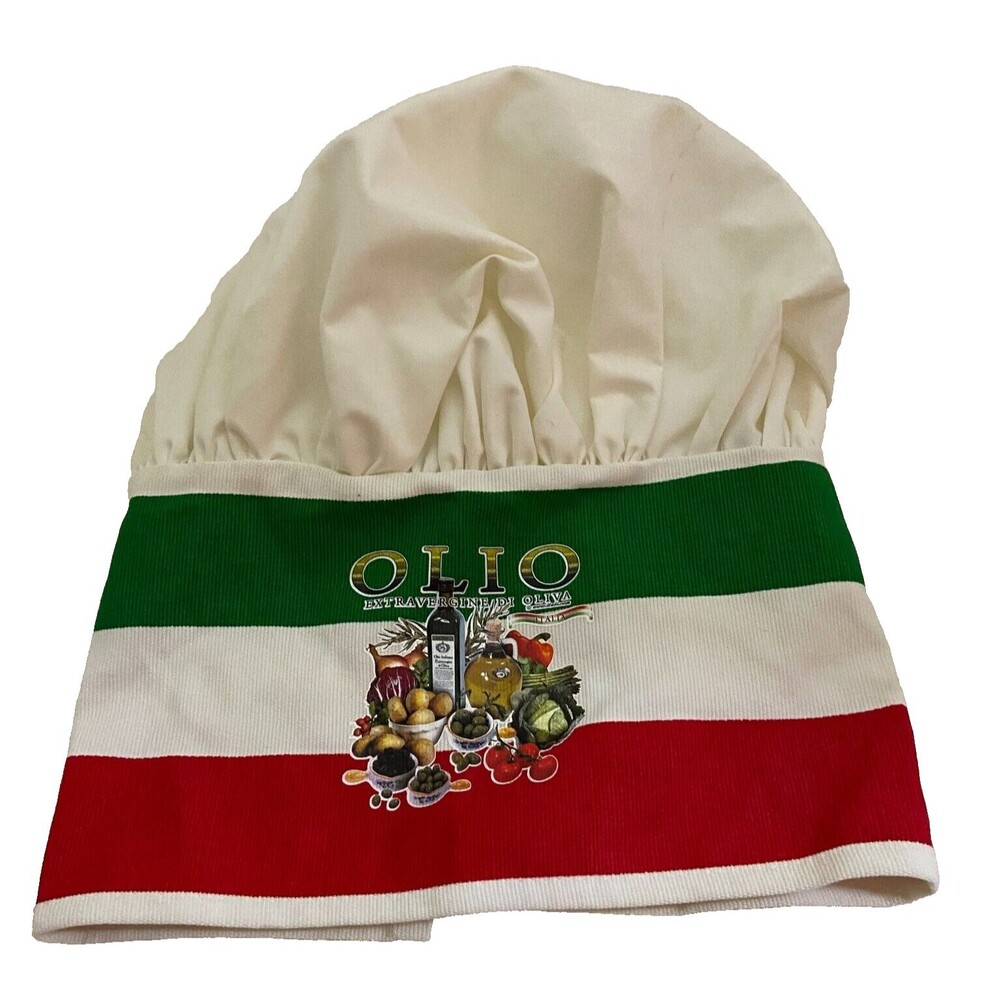 #8453 OLIO CHEF COOK BBQ CAP STRIPED RED GREEN ADJUSTABLE